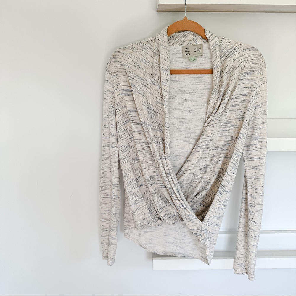 Anthropologie Saturday Sunday Wrap Front Burn Out Sweater